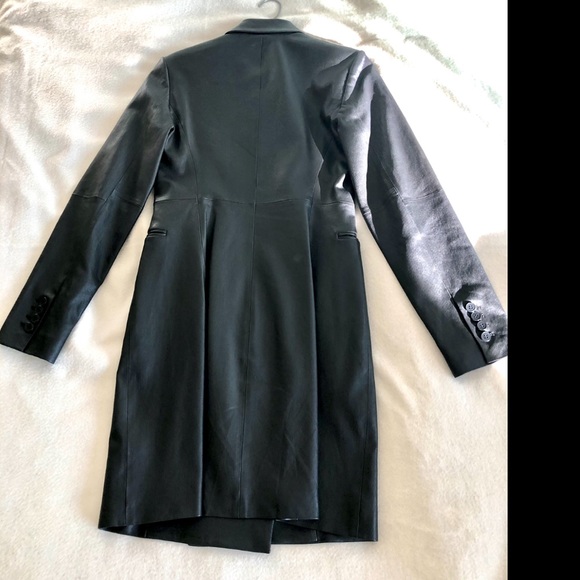 NWT Theory: Double-Breasted Bristol Leather Blazer Dress - Picture 13 of 15